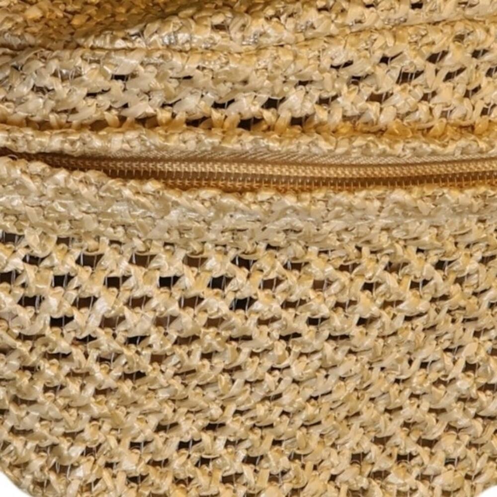Straw Woven Belt Bag Crossbody Boho Beach Fanny Pack Beige NWT - Picture 3 of 7